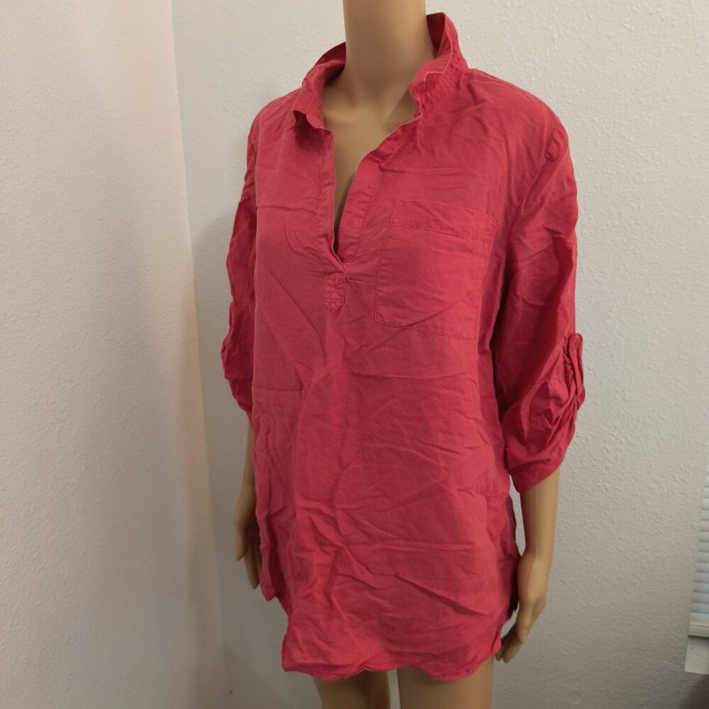 Saint Tropez West Coral Linen/Cotton Shirt